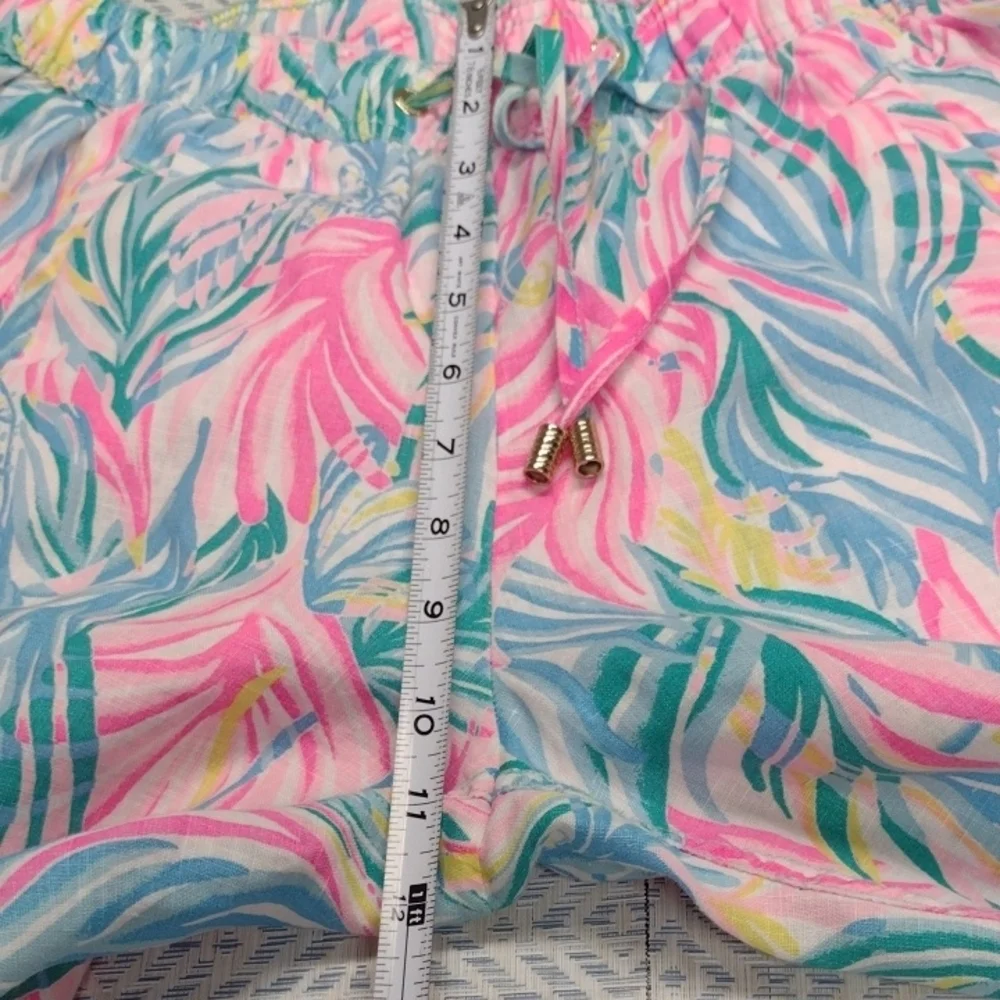 Lilly Pulitzer 100% linen Pink and Blue Tropical Pants - Picture 10 of 16